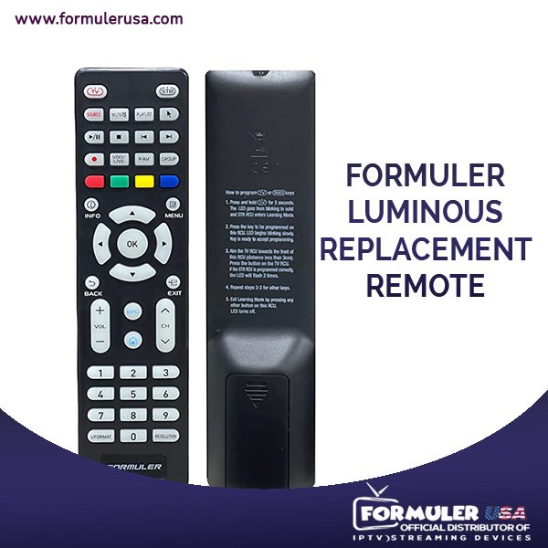 Formuler Luminous Replacement Remote | Ir Smart Learning Control(Updated Version 02f9) Compatible With All The Formuler Devices Z10 Pro/Z10 Pro Max/Z10se/Z8pro /Z7-5g /Cc/Gtv